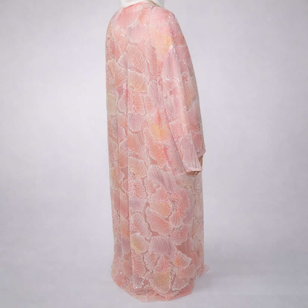 Sunset Ginko Sheer Beaded Abaya