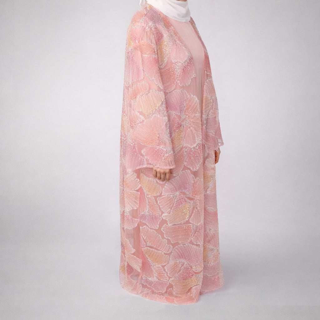 Sunset Ginko Sheer Beaded Abaya