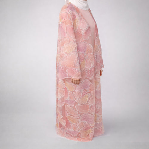 Sunset Ginko Sheer Beaded Abaya