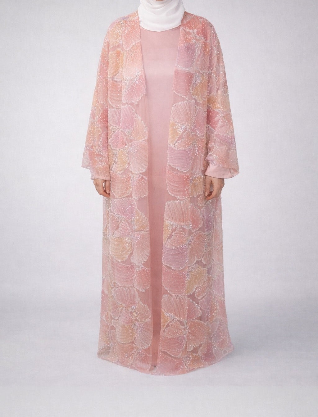 Sunset Ginko Sheer Beaded Abaya